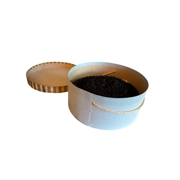 Vintage 60\'s Retro Black Woven Straw Hat Bow Detail Original Box‎